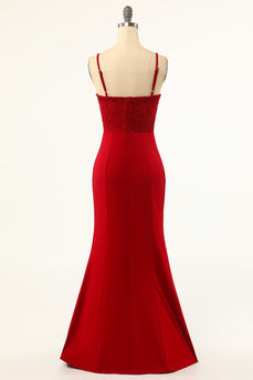 Dark Red Mermaid Formal Dress