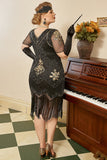 Plus Size 1920s Gatsby Sequin Fringes Flapper Dress