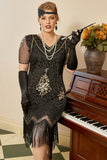 Plus Size 1920s Gatsby Sequin Fringes Flapper Dress