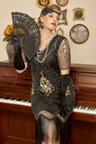 Plus Size 1920s Gatsby Sequin Fringes Flapper Dress