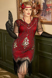 Plus Size 1920s Gatsby Sequin Fringes Flapper Dress