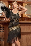 Black Fringe Seuqins Gatsby 1920s Dress