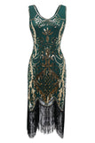 Black V-Neck Fringe Sequins Gatsby 1920s Flapper Dress