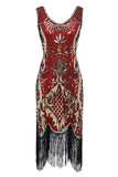 Black V-Neck Fringe Sequins Gatsby 1920s Flapper Dress