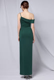 Burgundy One Shoulder Formal Dress with Slit