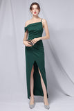 Burgundy One Shoulder Formal Dress with Slit