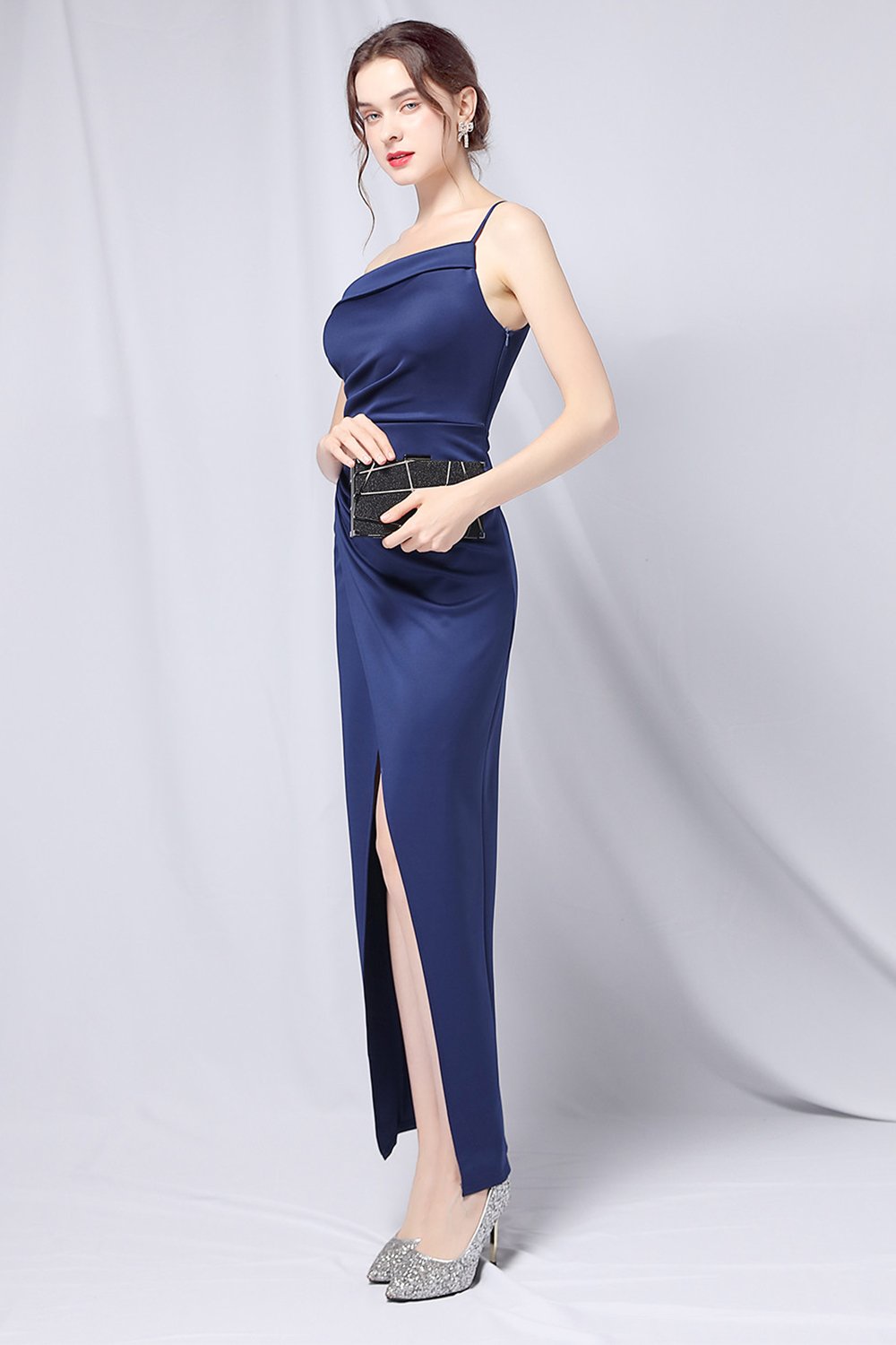 Burgundy One Shoulder Formal Dress with Slit