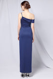 Burgundy One Shoulder Formal Dress with Slit