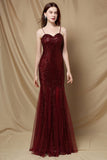 Burgundy Mermaid Sequins Party Dress