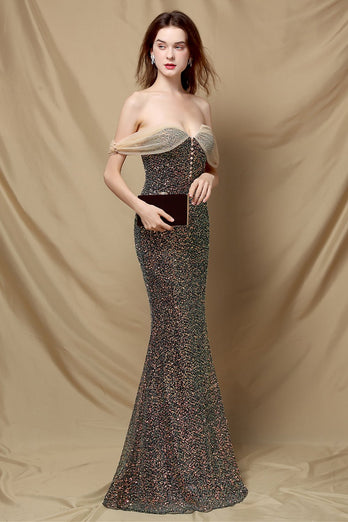 Off Shoulder Sequins Mermaid Formal Dress