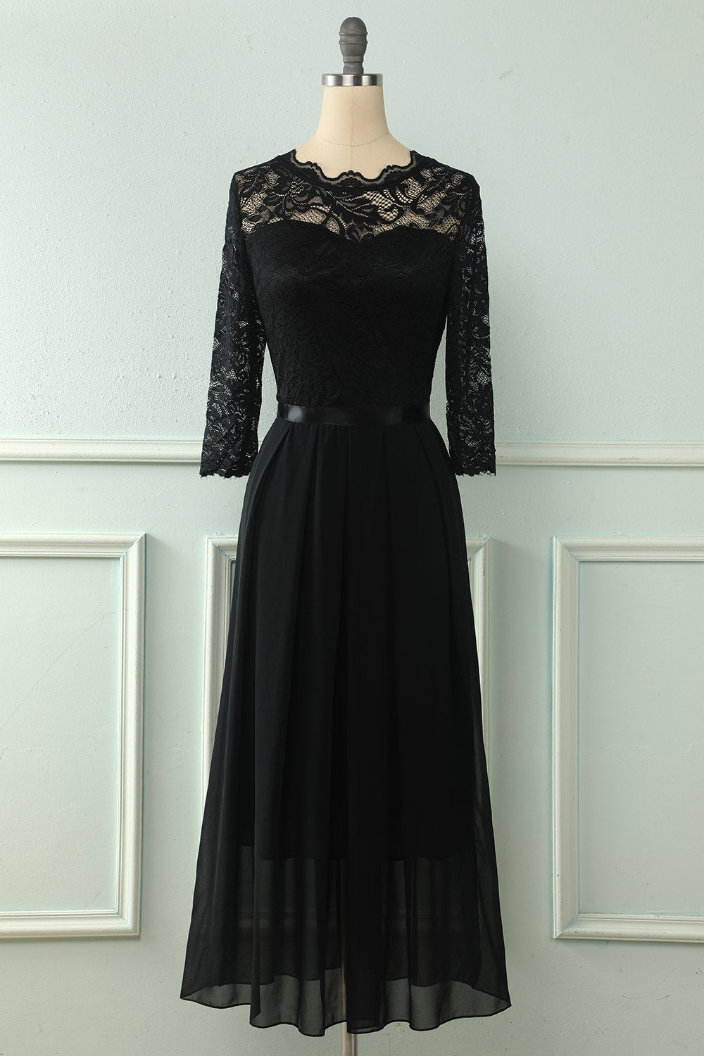 Black Lace Dress with Long Sleeves