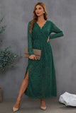Green Lace Formal Dress with Long Sleeves