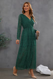 Green Lace Formal Dress with Long Sleeves