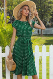 Green Polka Dots Midi Summer Dress