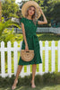 Load image into Gallery viewer, Green Polka Dots Midi Summer Dress