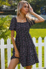 Load image into Gallery viewer, Floral Square Neck Bubble Short Sleeves Boho Dress