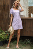 Load image into Gallery viewer, Square Neck Purple Floral Print Summer Dress