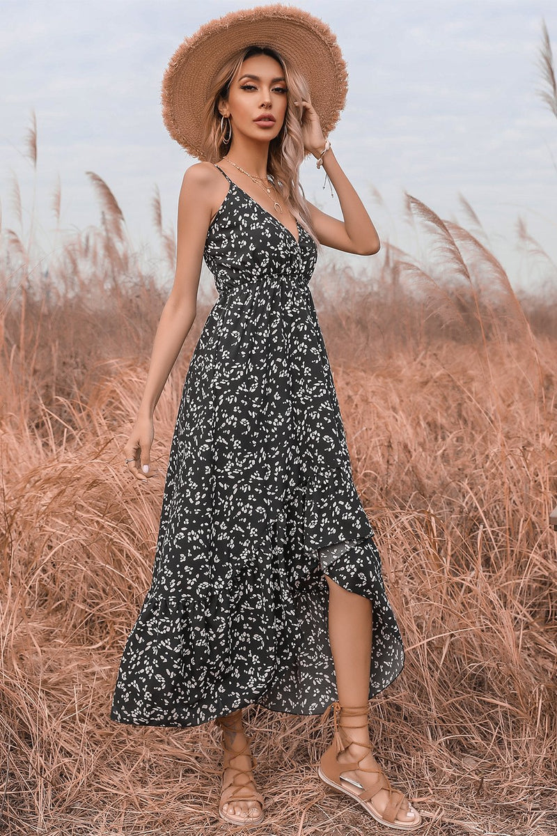 Load image into Gallery viewer, Black Print Summer Dress
