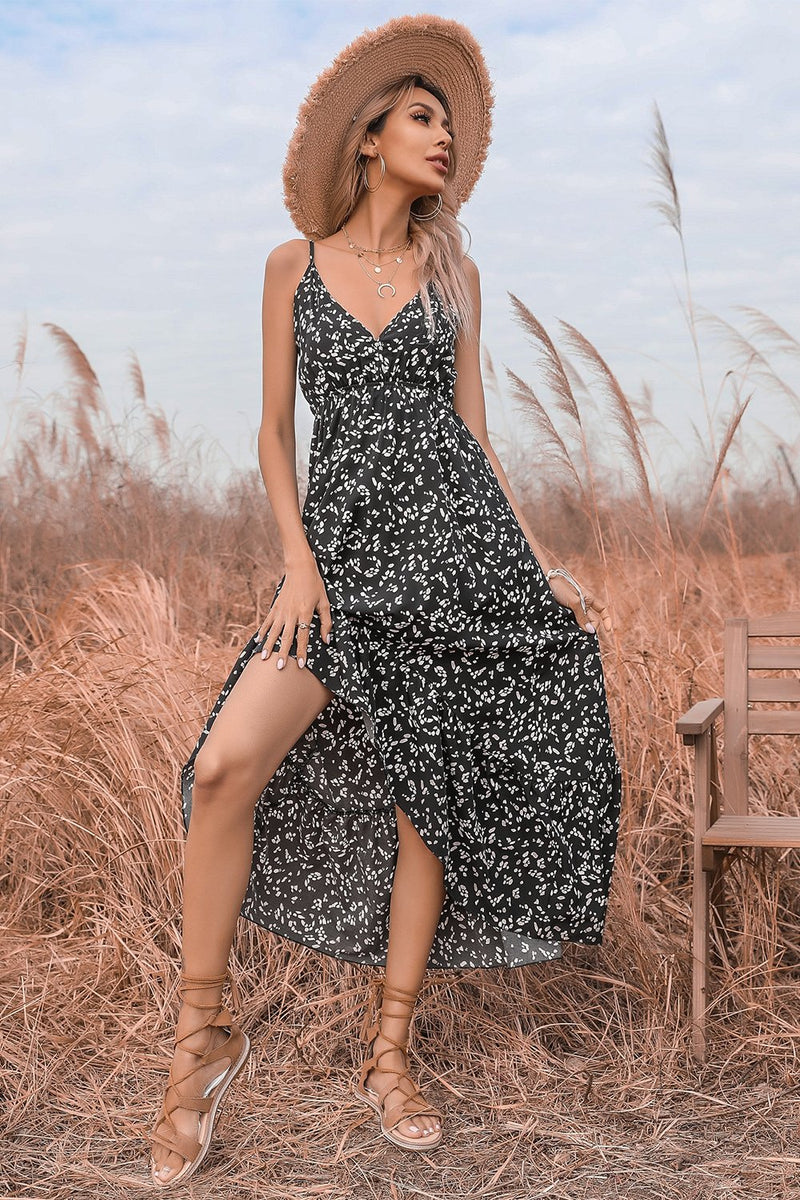 Load image into Gallery viewer, Black Print Summer Dress