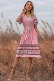 Pink Floral Print Summer Dress