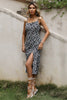 Load image into Gallery viewer, Black Print Summer Dress with Slit