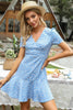 Load image into Gallery viewer, Blue Floral Print Casual Dress