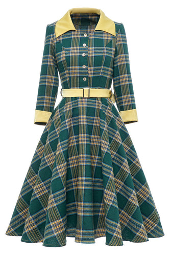 Green Plaid Vintage Dress