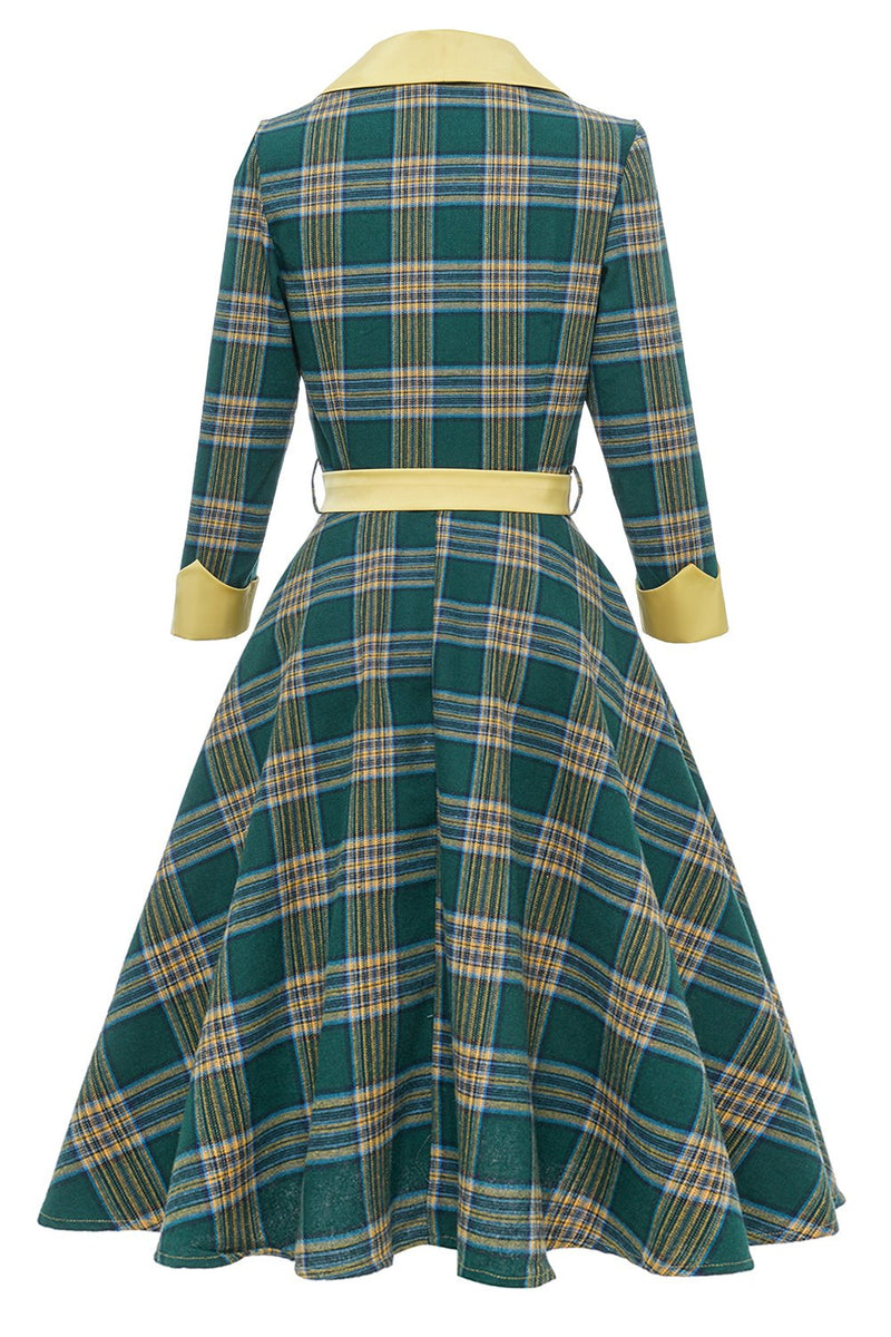 Load image into Gallery viewer, Green Plaid Vintage Dress