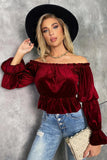 Burgundy Velvet Christmas Blouse