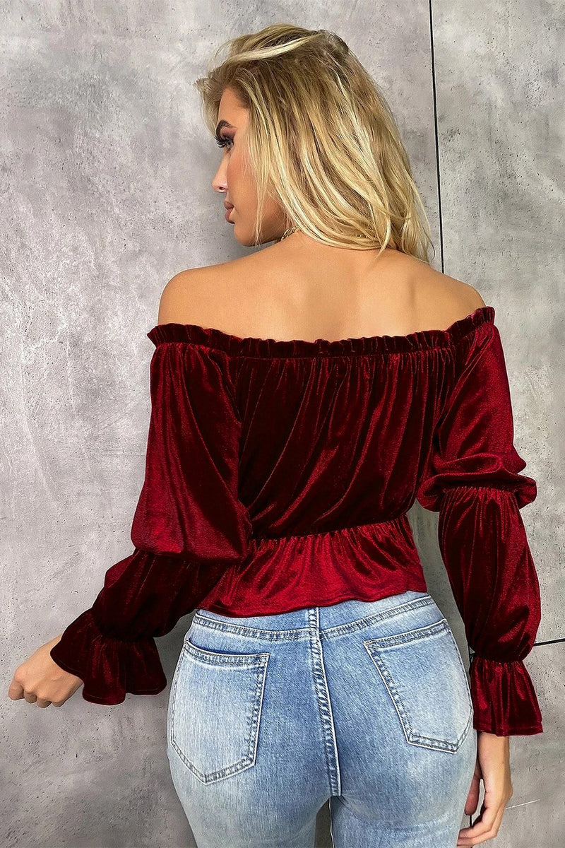 Load image into Gallery viewer, Burgundy Velvet Christmas Blouse