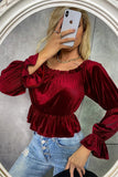 Burgundy Velvet Christmas Blouse