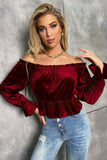 Burgundy Velvet Christmas Blouse