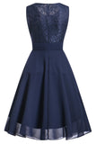 Navy Lace Wedding Party Dress with Ruffles