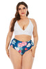 Load image into Gallery viewer, Plus Size Blue Print High Waisted Two Piece Bikini