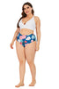 Load image into Gallery viewer, Plus Size Blue Print High Waisted Two Piece Bikini