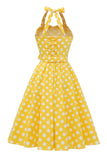 Yellow Polka Dots Pin Up Vintage Dress