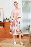 Blush Printed Satin Bridal Robes Kimono