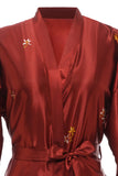 Burgundy Crane Printed Bridal Robe