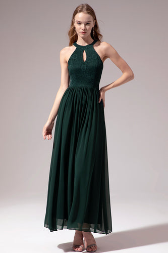 Dark Green Halter Long Dress