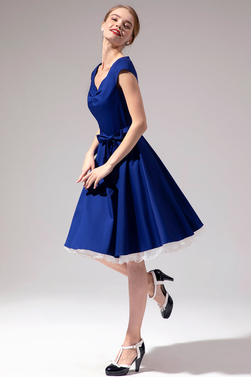 Load image into Gallery viewer, 1950s Royal Blue Dress