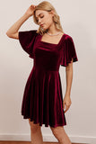 Flash Sale Velvet Cocktail Party Dress (1 pc - Random Style & Color)