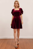 Burgundy Velvet Party Dress