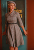 Load image into Gallery viewer, Dark Grey 3/4 Sleeves Vintage Plaid 1950s Swing Party Dress