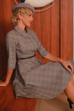 Dark Grey 3/4 Sleeves Vintage Plaid 1950s Swing Party Dress