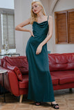 Dark Green Simple Long Bridesmaid Formal Dress