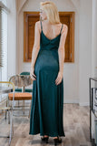 Dark Green Simple Long Bridesmaid Formal Dress