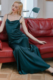 Dark Green Simple Long Bridesmaid Formal Dress