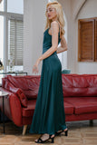 Dark Green Simple Long Bridesmaid Formal Dress