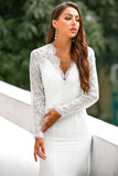 V Neck White Lace Tops