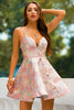 Load image into Gallery viewer, Pink Spaghetti Straps Short Homecoming Party Dress